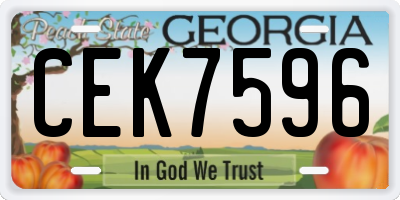 GA license plate CEK7596