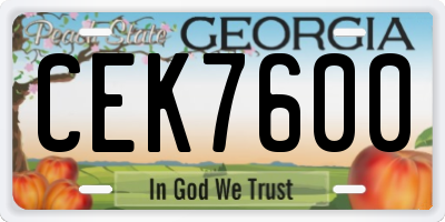 GA license plate CEK7600