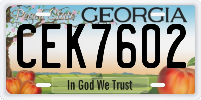 GA license plate CEK7602
