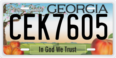 GA license plate CEK7605