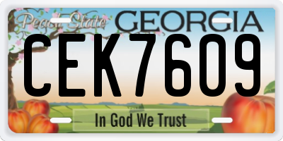 GA license plate CEK7609