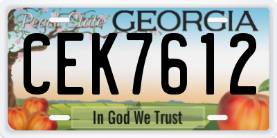 GA license plate CEK7612