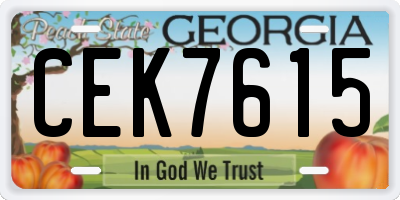 GA license plate CEK7615