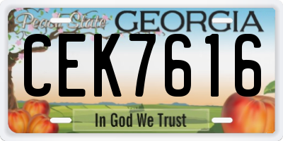 GA license plate CEK7616