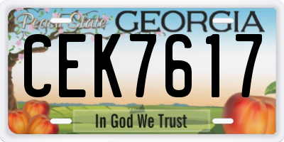 GA license plate CEK7617