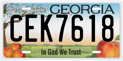 GA license plate CEK7618