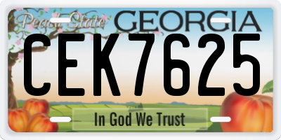 GA license plate CEK7625