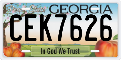 GA license plate CEK7626