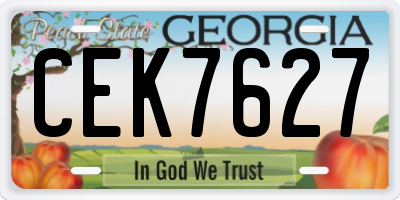 GA license plate CEK7627