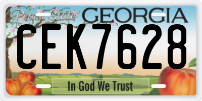 GA license plate CEK7628
