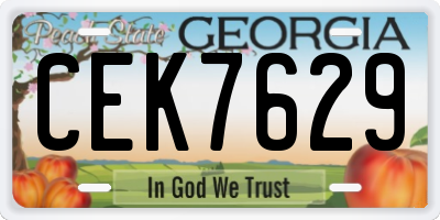 GA license plate CEK7629