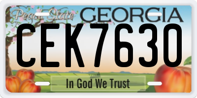 GA license plate CEK7630