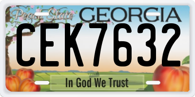 GA license plate CEK7632