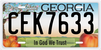 GA license plate CEK7633