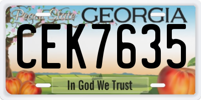 GA license plate CEK7635