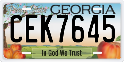 GA license plate CEK7645