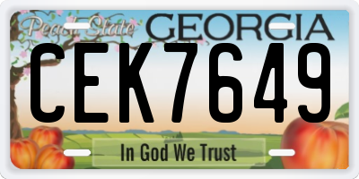 GA license plate CEK7649