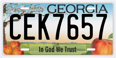 GA license plate CEK7657