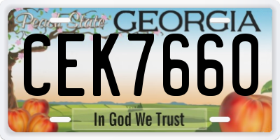 GA license plate CEK7660