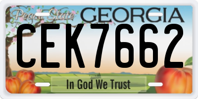 GA license plate CEK7662