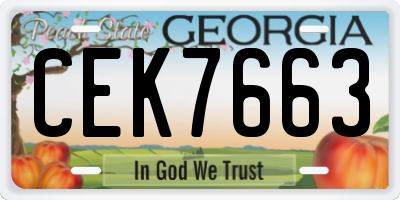 GA license plate CEK7663