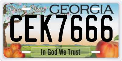 GA license plate CEK7666