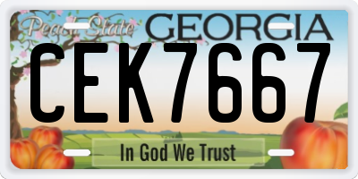 GA license plate CEK7667