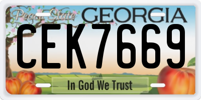 GA license plate CEK7669