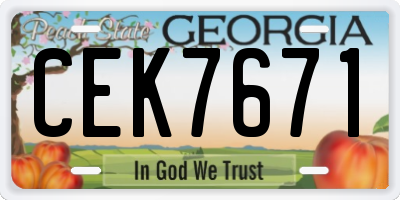 GA license plate CEK7671