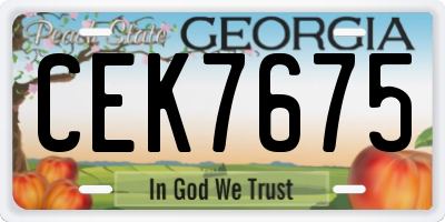 GA license plate CEK7675