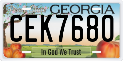 GA license plate CEK7680