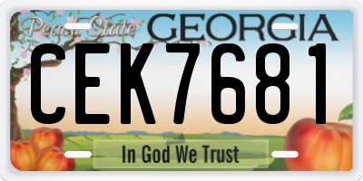GA license plate CEK7681