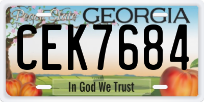 GA license plate CEK7684