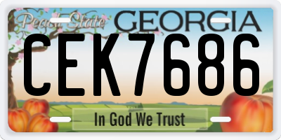 GA license plate CEK7686