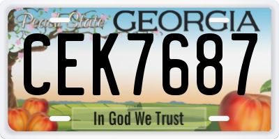 GA license plate CEK7687
