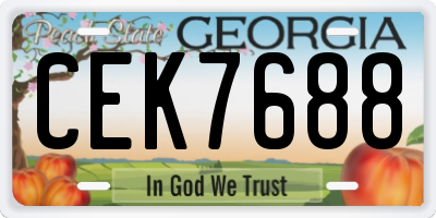 GA license plate CEK7688