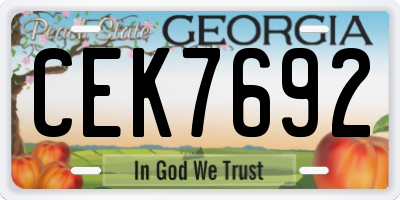 GA license plate CEK7692
