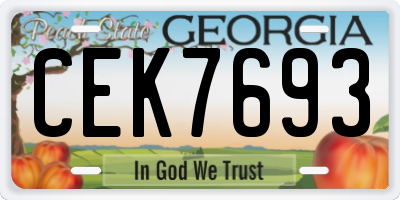 GA license plate CEK7693