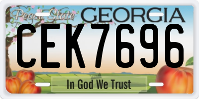 GA license plate CEK7696