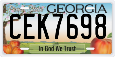 GA license plate CEK7698