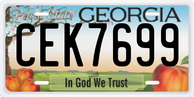 GA license plate CEK7699