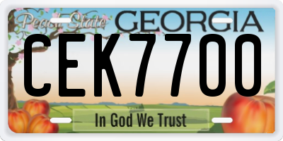 GA license plate CEK7700
