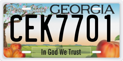 GA license plate CEK7701