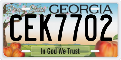 GA license plate CEK7702