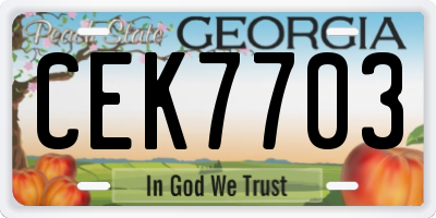 GA license plate CEK7703
