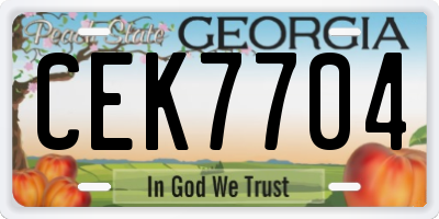 GA license plate CEK7704