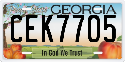 GA license plate CEK7705