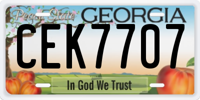 GA license plate CEK7707