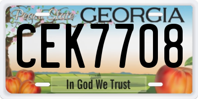 GA license plate CEK7708