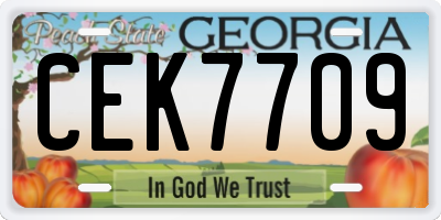GA license plate CEK7709